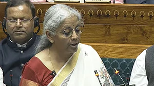 Screenshot from Sansad TV : Finance Minister Nirmala Sitharaman presents Union Budget 2025.