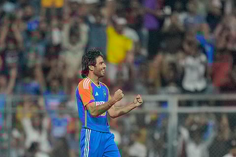 IND vs ENG 5th T20I: India's Ravi Bishnoi celebrates the wicket of England's Harry Brook