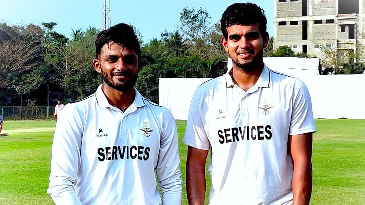 Photo: X | BCCI Domestic : Services opener batters Suraj Vashisht and Shubham Rohilla after the match.
