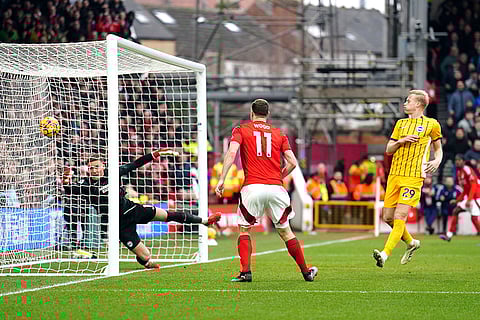 English Premier League: Nottingham Forest's Chris Wood scores his side's third goal