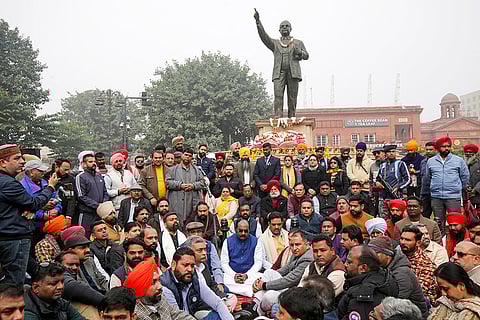 Six-member delegation visits Ambedkar's statue