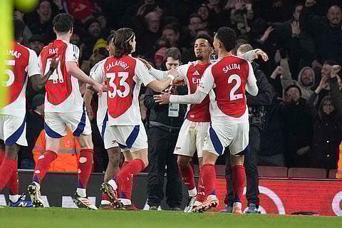 English Premier League 2024-25: Arsenal's Ethan Nwaneri is congratulated after scoring his side's 5th goal