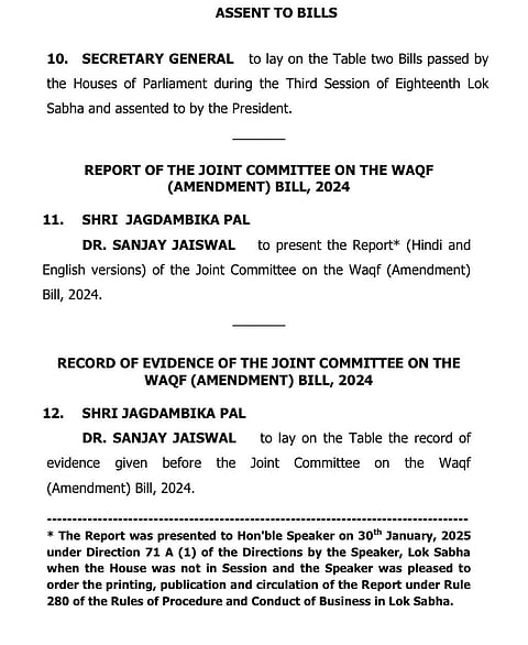 Bulletin issued by the Lok Sabha