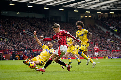English Premier League 2024-25: Crystal Palace's Daniel Munoz blocks Manchester United's Alejandro Garnacho