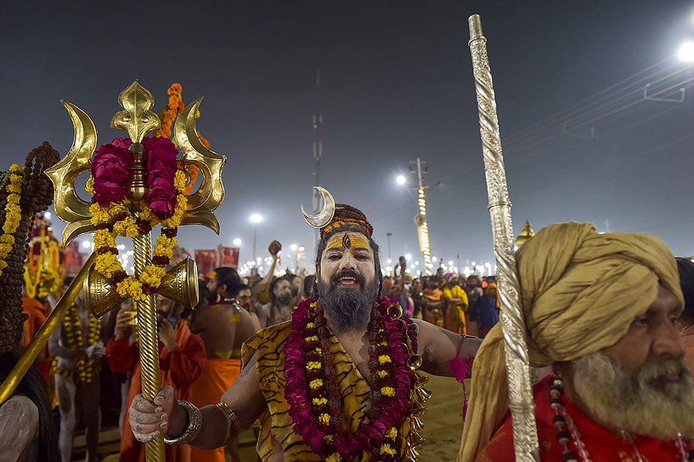 | Photo: PTI : Maha Kumbh Mela 2025: 'Amrit Snan' on Basant Panchami