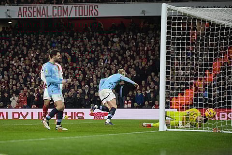 English Premier League 2024-25: Manchester City's Erling Haaland celebrates scoring his side's first goal