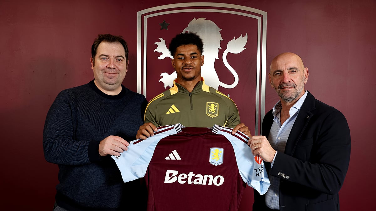 Marcus Rashford was unveiled by Aston Villa on Sunday