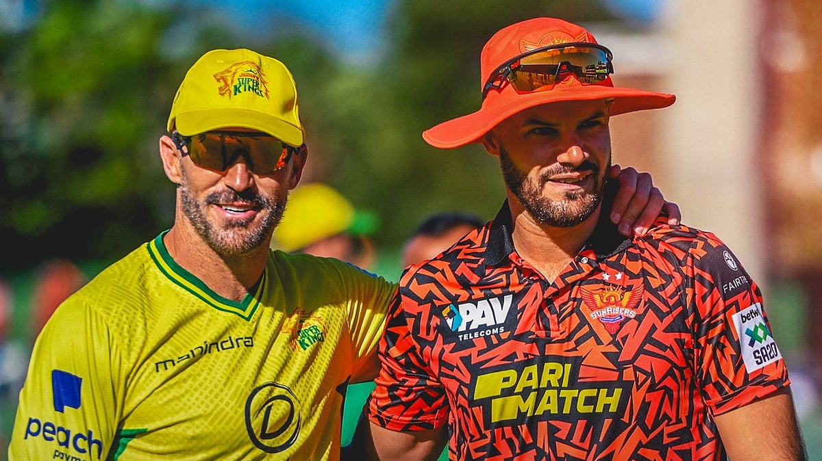 X/SunrisersEC : Sunrisers Eastern Cape captain Aiden Markram with Faf Du Plessis, captain of Joburg Super Kings.