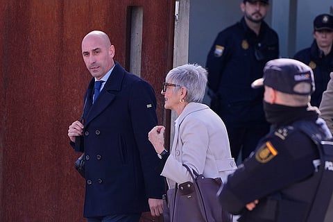 Luis Rubiales, left, with his lawyer Olga Tubau