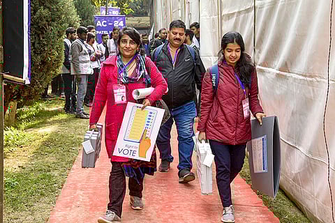 Delhi Polls 2025: Officials at distribution centre at Gole Market
