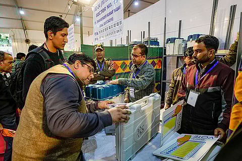 Delhi Polls 2025: Polling officials collect EVMs