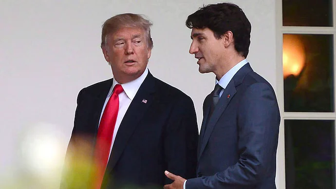 US President Donald Trump with Canadian PM Justin Trudeau