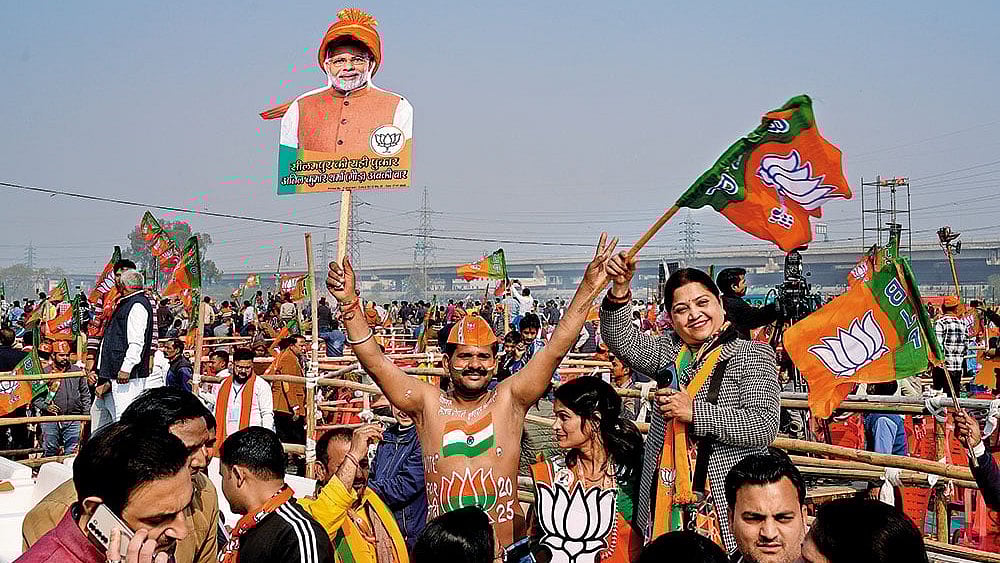 Poll Glimpses: BJP supporters at Prime Minister Narendra Modi’s rally in East Delhi - | Photo: Suresh K. Pandey