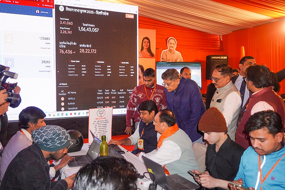 Delhi polls: JP Nadda at BJP war room