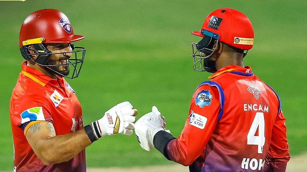 Photo: X | Dubai Capitals : Dubai Capitals batters in the International League T20 2025.