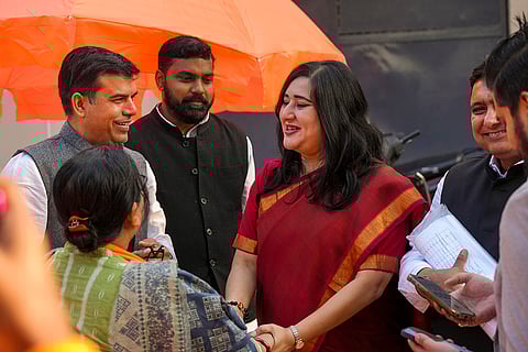 Delhi polls: Bansuri Swaraj visits polling booth