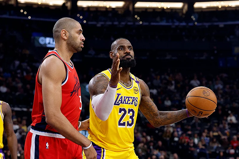 NBA basketball game Los Angeles Lakers vs Los Angeles Clippers: LeBron James