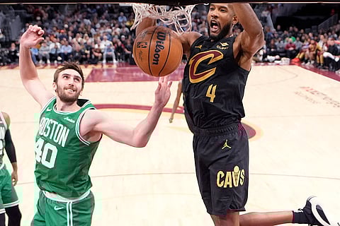 NBA 2024-25: Cavaliers forward Evan Mobley (4) dunks