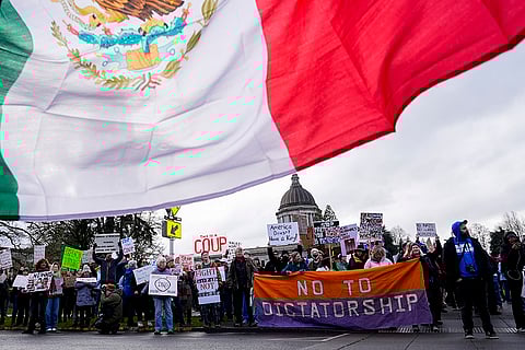 Protest against the Trump administration in in Olympia