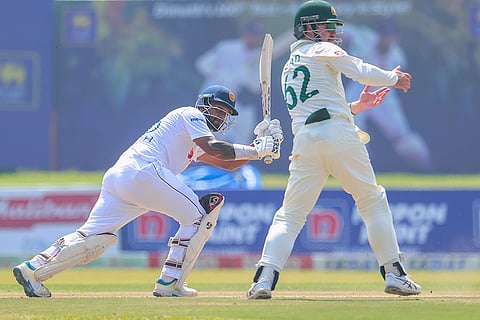 SL vs AUS 2nd Test Day 1: Sri Lanka's Dimuth Karunaratne plays a shot