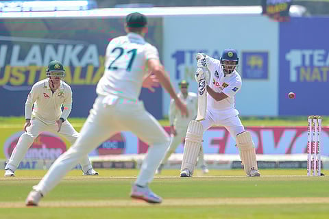 SL vs AUS 2nd Test Day 1: Sri Lanka's Dimuth Karunaratne plays a shot