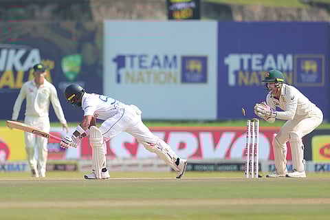 SL vs AUS 2nd Test Day 1: Australia's Alex Carey successfully stumps to dismiss Dinesh Chandimal