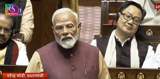 X/PTI : PM Narendra Modi at Rajya Sabha