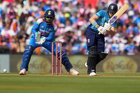 IND Vs ENG 1st ODI: England's Jacob Bethell plays a shot