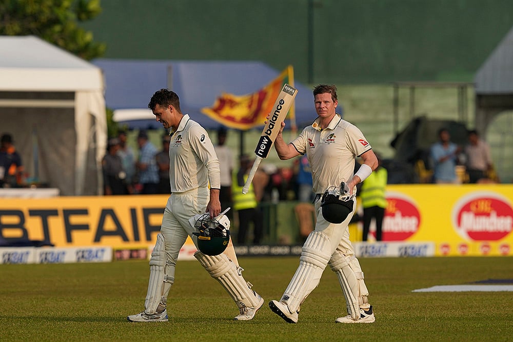 SL Vs AUS 2nd Test Day 2: Australia's Steven Smith and Alex Carey leave the ground - | Photo: AP/Eranga Jayawardena