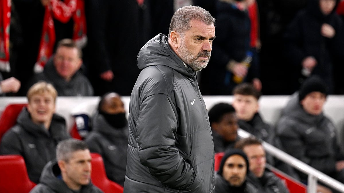 Ange Postecoglou pictured during Thursday's defeat at Liverpool