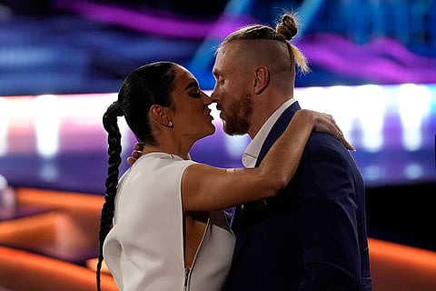NFL Honors award show: 49ers' George Kittle kisses his wife Claire Kittle