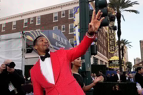 NFL Honors award show: Cleveland Browns quarterback Jameis Winston waves on the red carpet