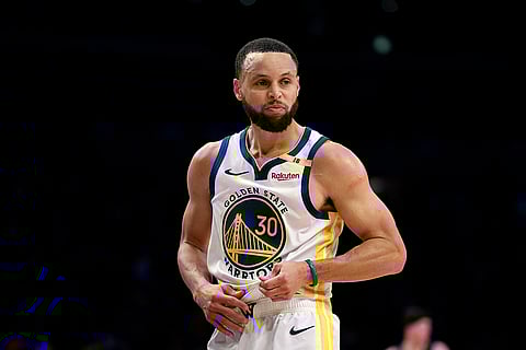 NBA 2024-25: Warriors guard Stephen Curry reacts end of the game