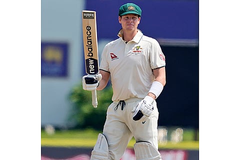 SL Vs AUS 2nd Test Day 2: Australia's Steven Smith celebrates his fifty runs