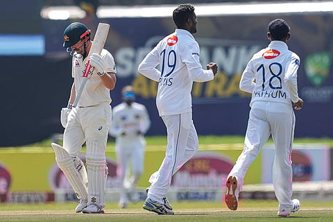 SL Vs AUS 2nd Test Day 2: Australia's Travis Head leaves the ground after losing his wicket