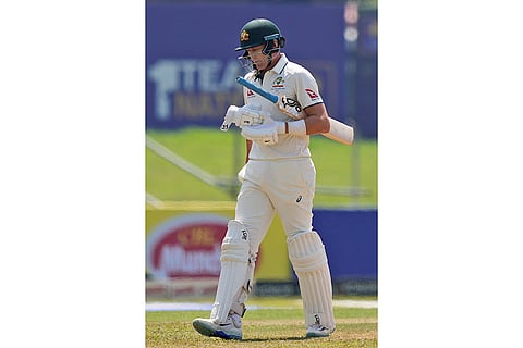 SL Vs AUS 2nd Test Day 2: Australia's Marnus Labuschagne leaves the ground after losing his wicket 