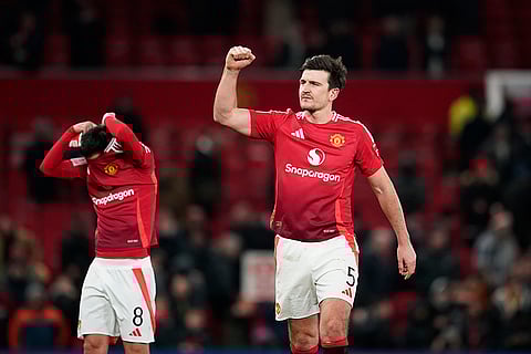 FA Cup: Manchester United's Harry Maguire, right, and Bruno Fernandes celebrate after the match