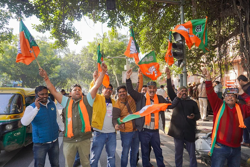 bjp celebrations delhi election results 2025
