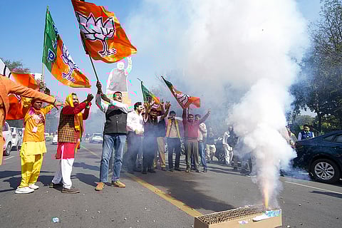 BJP supporters celebrate