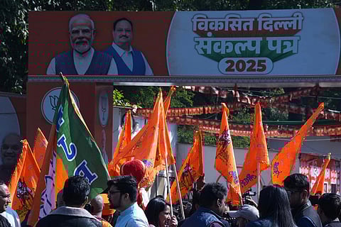 BJP supporters at the party office