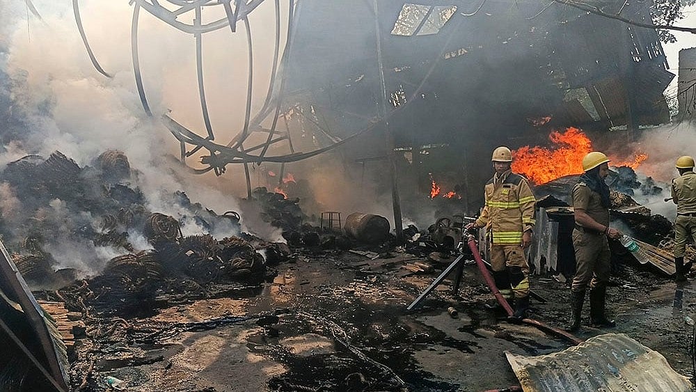 | Photo: File : Gujarat: Fire Breaks Out At Under-Construction Sabarmati Bullet Train Station; No casualty