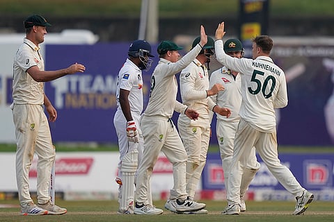 SL Vs AUS, 2nd Test Day 3: Australia's Matthew Kuhnemann celebrates the wicket of Sri Lanka's Prabath Jayasuriya
