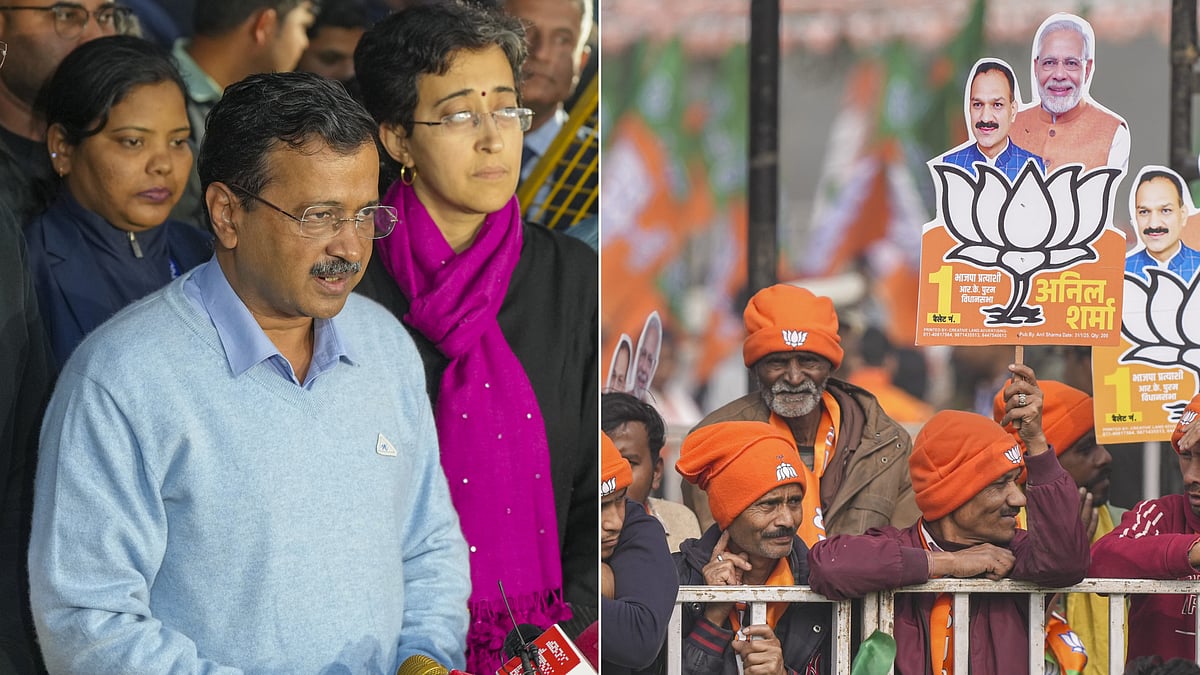 Delhi election 2025 vote counting results  : Delhi election 2025: Delhi braces for results on February 8, 2025. (Arvind Kejriwal and Atishi (L) & BJP supporters (R))