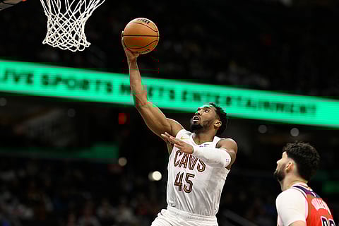 NBA 2024-25: Cavaliers guard Donovan Mitchell (45) goes to the basket