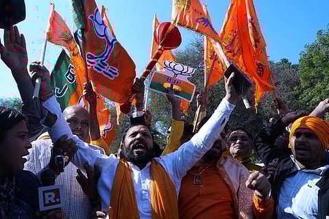 BJP supporters at the party office