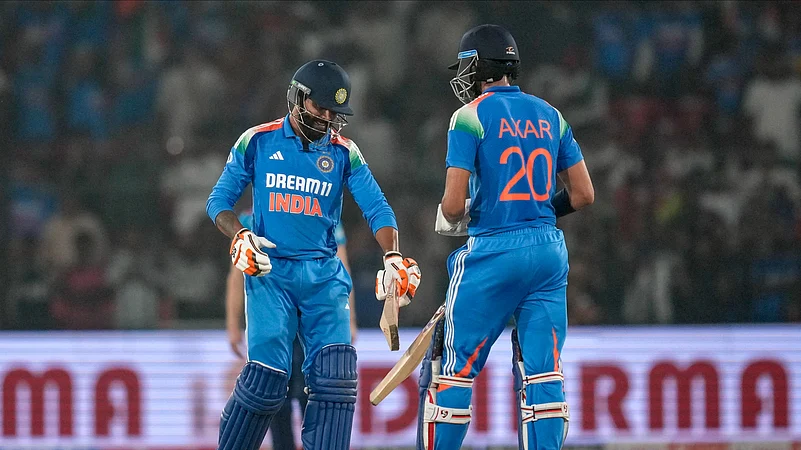 Indias Ravindra Jadeja, left, and Axar Patel. AP Photo