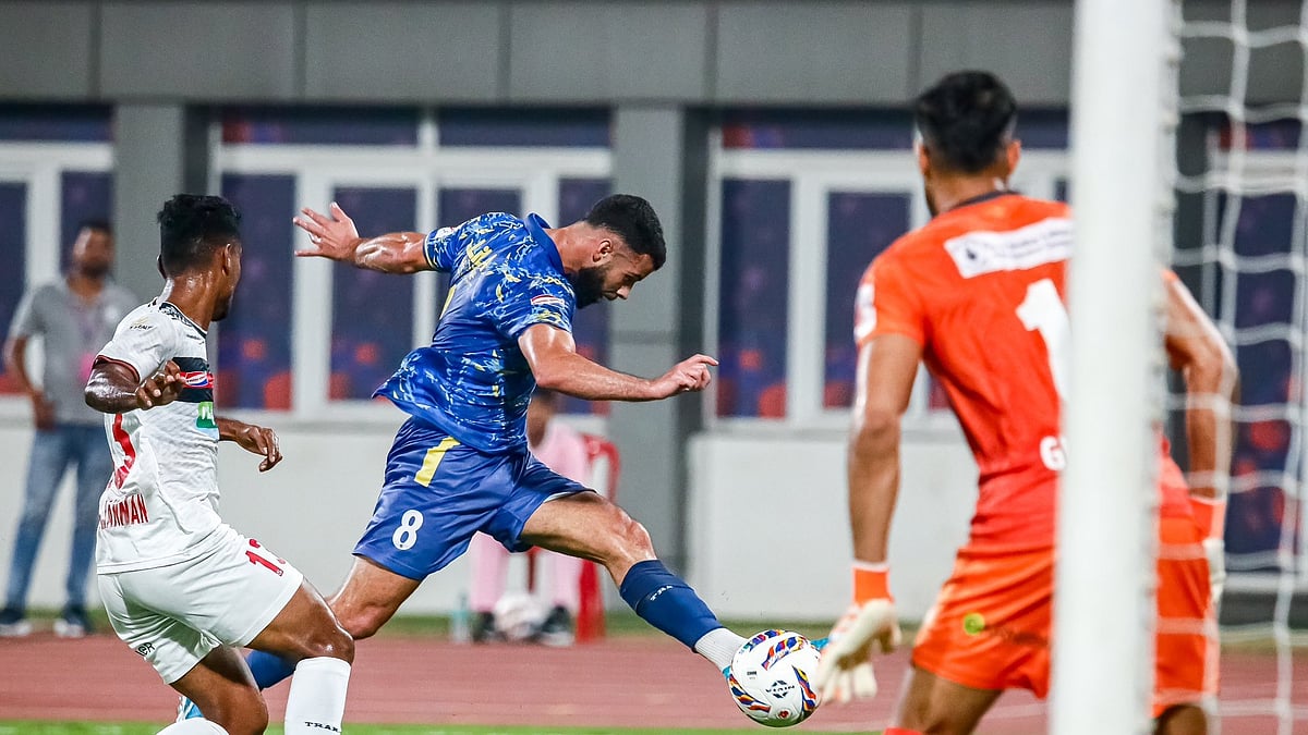 Photo: X | Odisha FC : Odisha FC players against NorthEast United FC in the ISL 2024-25.