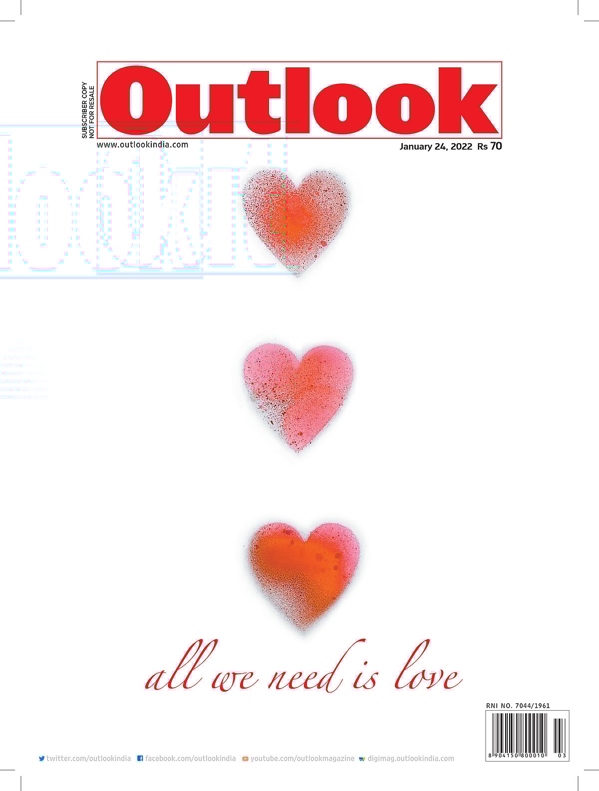 Outlook cover: "All we need is love"