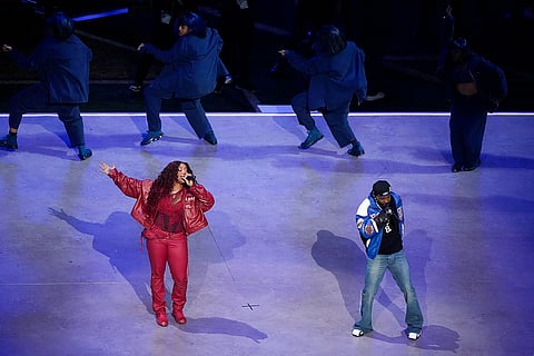 NFL Super Bowl 59 football, Eagles vs Chiefs: SZA, left, and Kendrick Lamar perform
