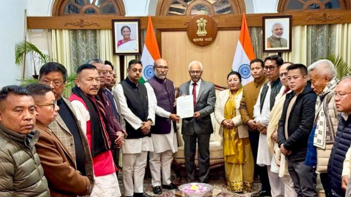 PTI : Manipur Chief Minister N Biren Singh submits his resignation to Governor AK Bhalla, in Imphal, Sunday, Feb. 9, 2025.